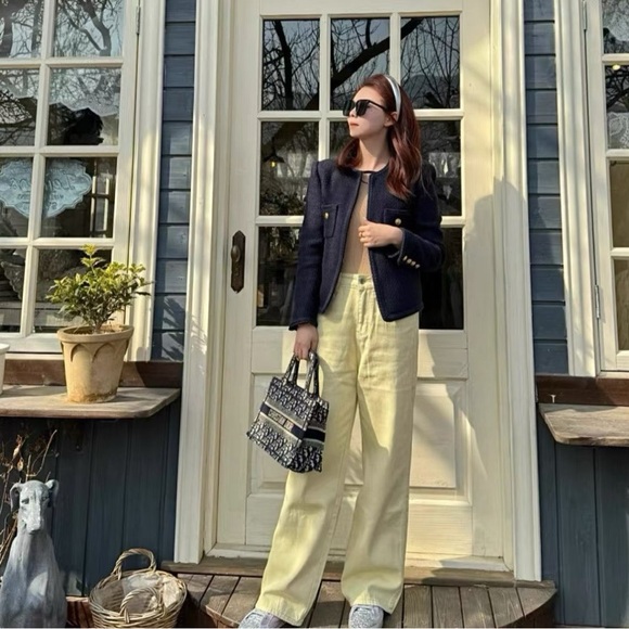 Authentic Celine Dark Blue Textured Blazer - Picture 8 of 9